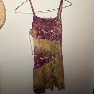 Purple and Green Tie-Dye Dress
